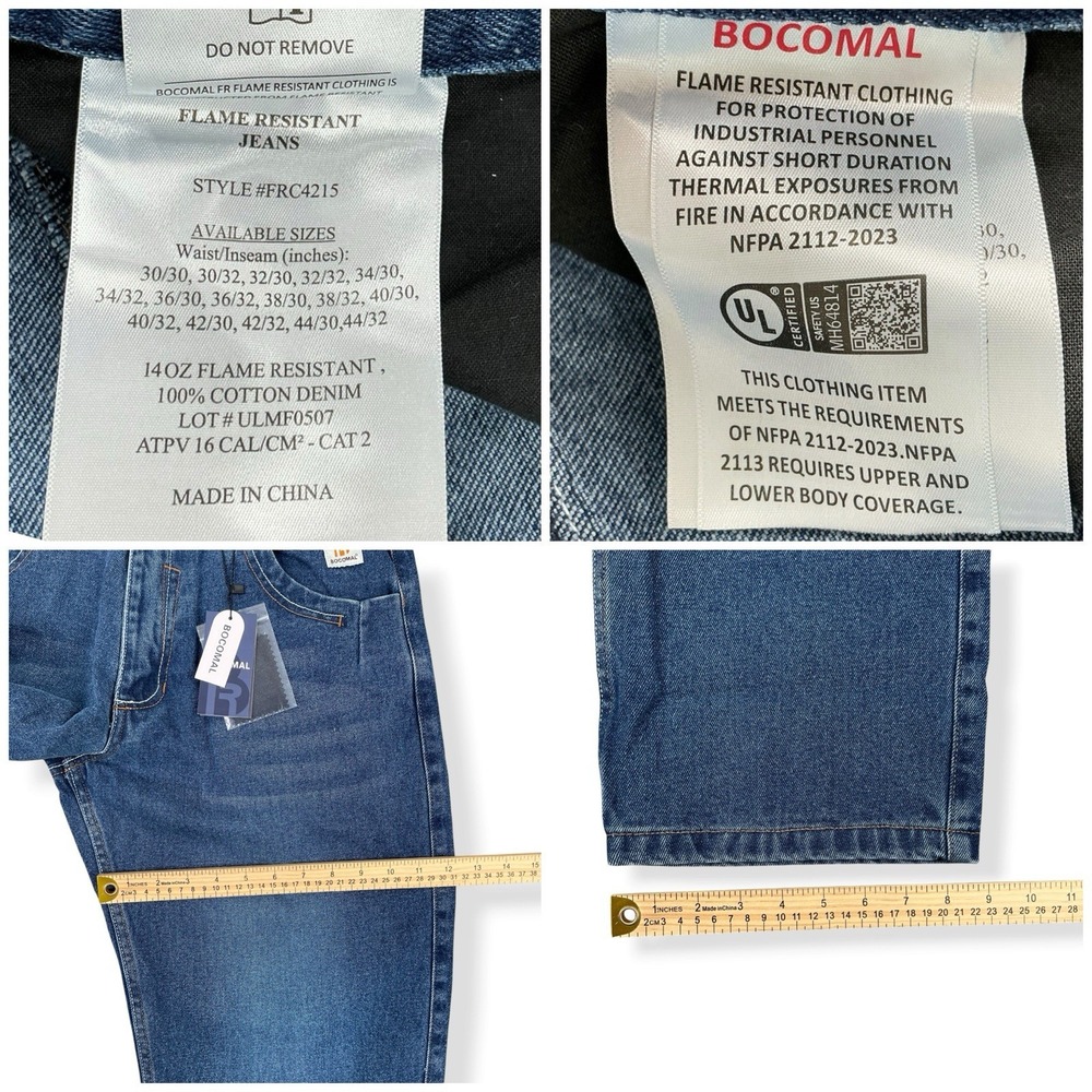 Bocomal FR Jeans Men 34x32 (ACT 34x31) Blue Denim Cotton Non-Stretch CAT II NWT - Picture 14 of 14